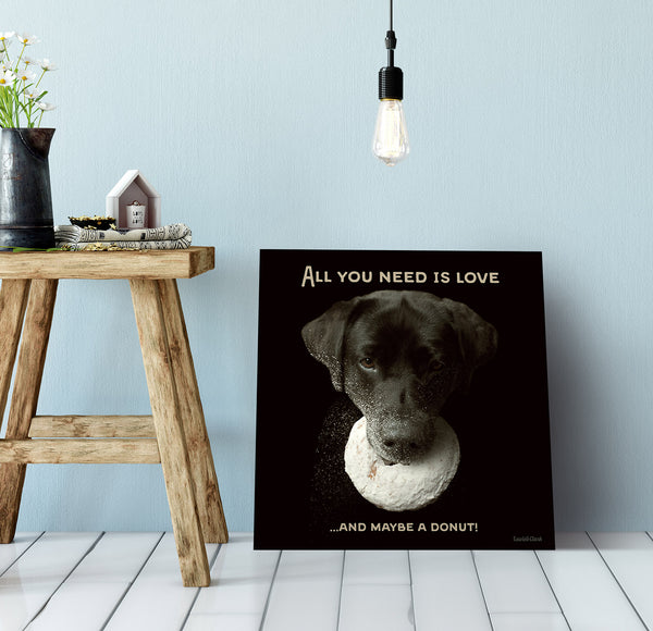 Black Labrador with Donut Gallery Wrapped Print for Dog Lover Home Decor 