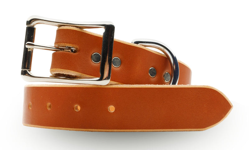 * CLEARANCE * Adventurer Dog Collar - Tan Leather Dog Collar - Thick, Durable, Strong Collar -  Nickle Hardware -  1.25 Inches Wide - Handmade in USA - Real Leather