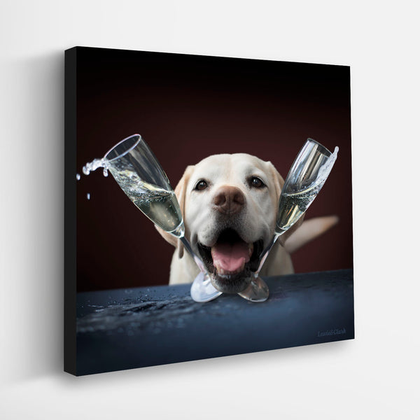 DIZZY Dog Canvas Art Print - Labrador Retriever Champagne Bar Wall Decor