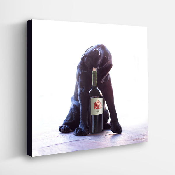 HOOCH Dog and Wine Canvas Art Print - Labrador Wine Lover Bar Decor