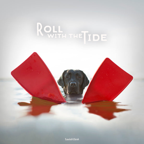 "Roll With The Tide" Canvas - Black Labrador Retriever Art - Gift for Dog Lover - Wall Decor for Home, Beach House, Cottage, Getaway. 