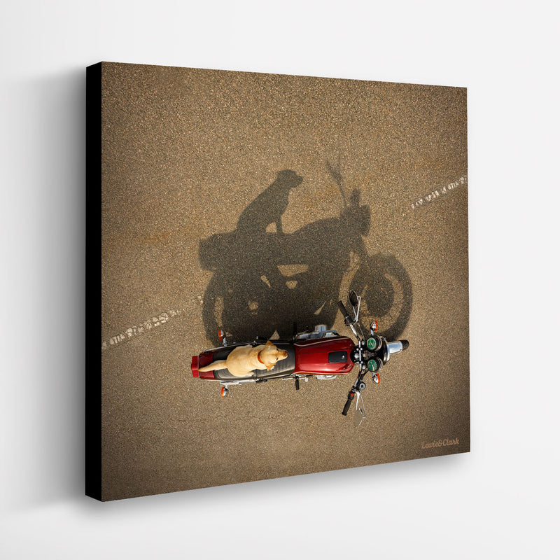 SHADOW Canvas Art Print - Yellow Labrador Biker Wall Decor