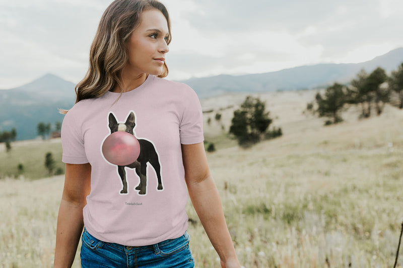 Dog Blowing Pink Bubble Shirt - Boston Terrier Bubble Gum T-shirt  - Bubble Gum Dog Tee - Fun Shirt for Dog Lover  - Graphic Tee