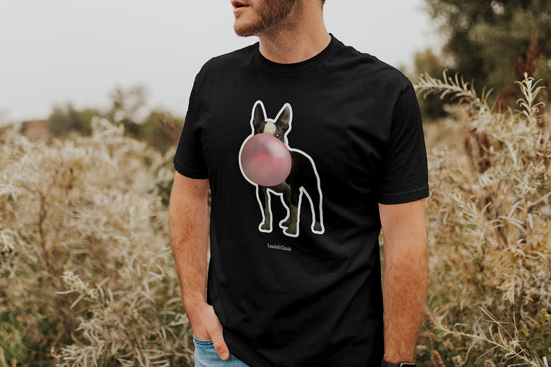 Dog Blowing Pink Bubble Shirt - Boston Terrier Bubble Gum T-shirt  - Bubble Gum Dog Tee - Fun Shirt for Dog Lover  - Graphic Tee