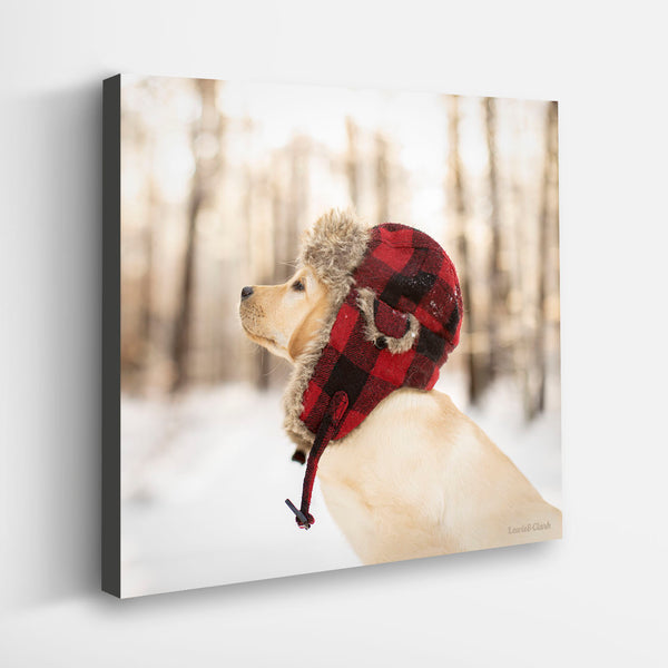 ASPEN Winter Dog Art Print, Canvas and Framed - Labrador Lover Winter Holiday Home Decor