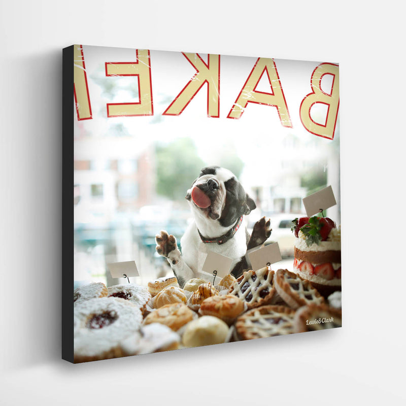 BISCUIT Dog Canvas Art Print - Boston Terrier Kitchen Decor
