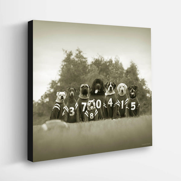 THE BONECRUSHERS Teamwork Art Print - Dog Football Wall Decor Sports Artwork