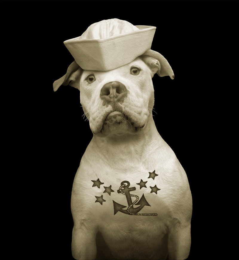 Sailor Dog with Tattoo T-Shirt - Pit Bull Shirt - Dog Lover Retro Tee