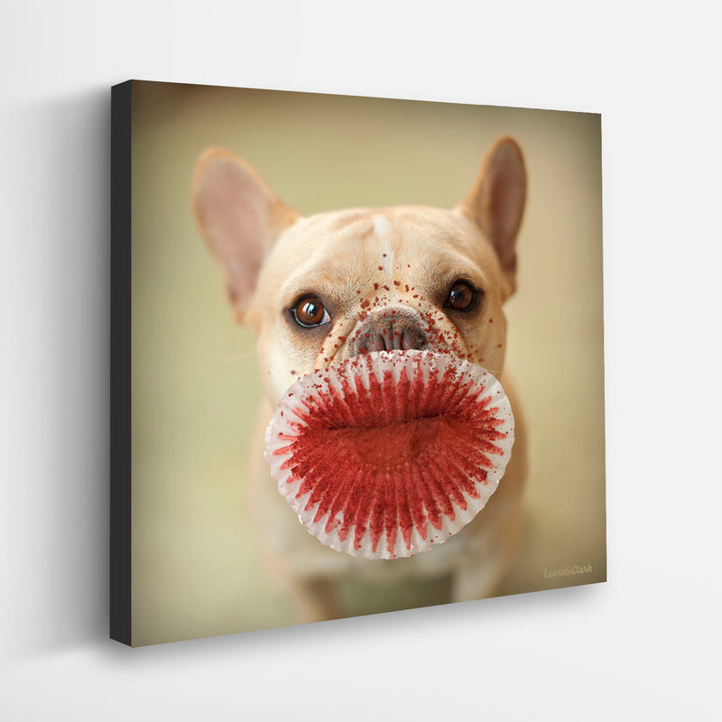 GATEAU French Bulldog Canvas Art Print - Cupcake Dog Kitchen Wall Decor