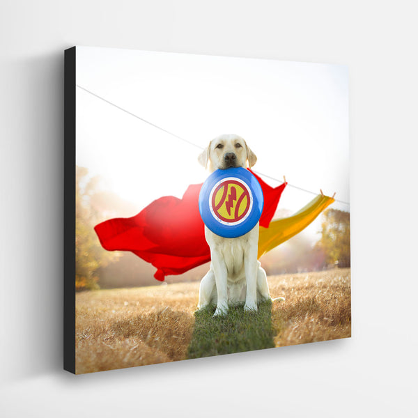 HERO Dog Canvas Art Print  - Yellow Labrador Superhero Wall Decor