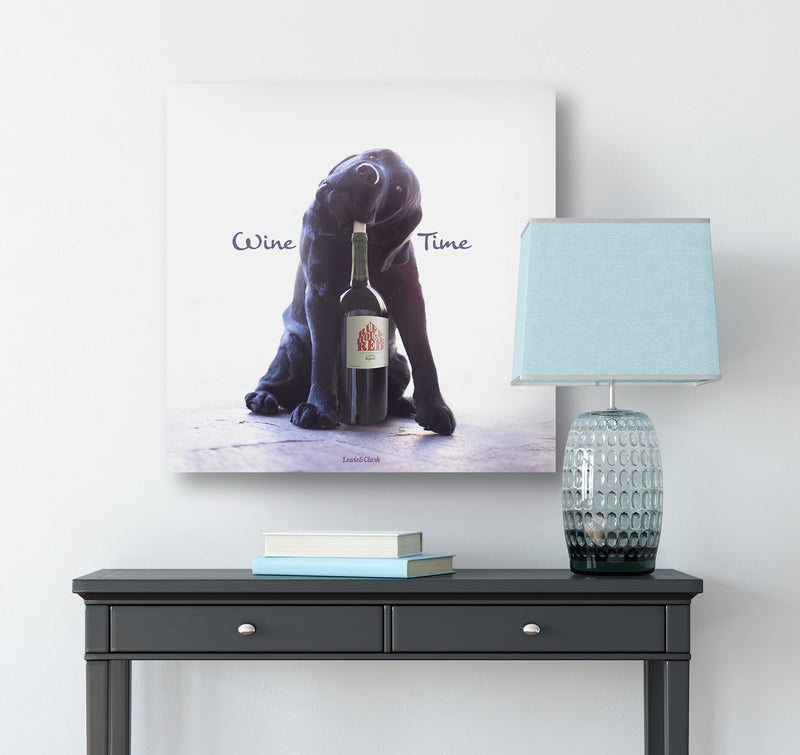 "Wine Time" Dog Lover Wine Bar Canvas