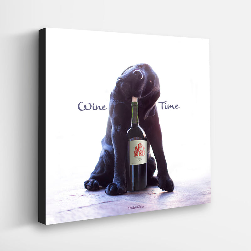"Wine Time" Dog Lover Wine Bar Canvas