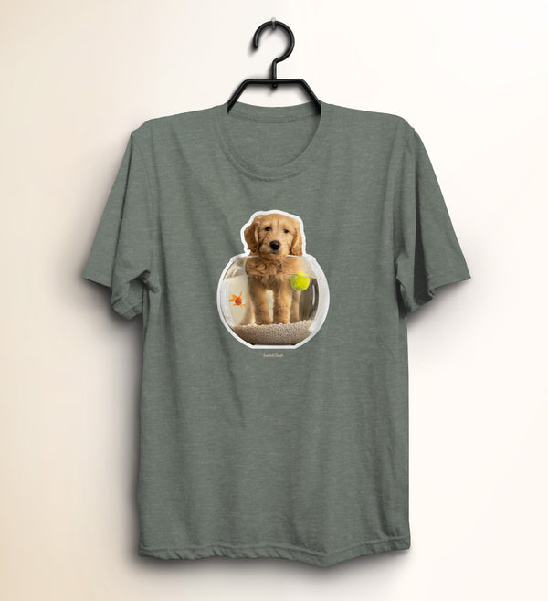 Dog and Goldfish T-Shirt - Dog Lover Tee - Goldendoodle Goldfish Shirt