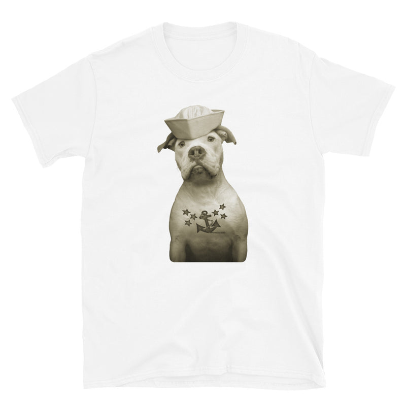 Sailor Dog with Tattoo T-Shirt - Pit Bull Shirt - Dog Lover Retro Tee