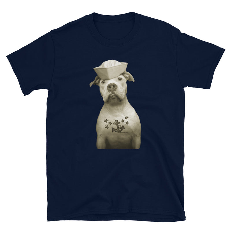 Sailor Dog with Tattoo T-Shirt - Pit Bull Shirt - Dog Lover Retro Tee