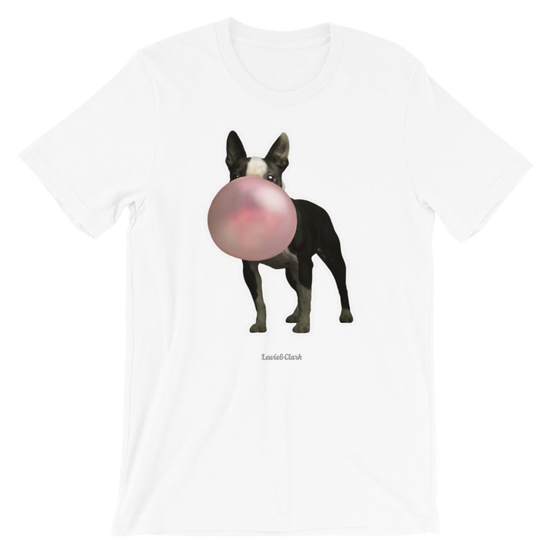 Dog Blowing Pink Bubble Shirt - Boston Terrier Bubble Gum T-shirt  - Bubble Gum Dog Tee - Fun Shirt for Dog Lover  - Graphic Tee