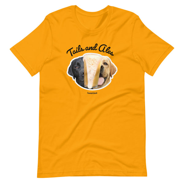 Tails and Ales (Black Text) Labrador Dog T-Shirt - Gift for Dog and Beer Lovers Tee - Funny Dog Shirt