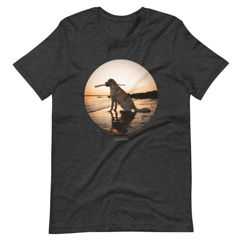 Dog at Beach Sunset T-Shirt - Yellow Labrador Tee - Dog Lover Shirt