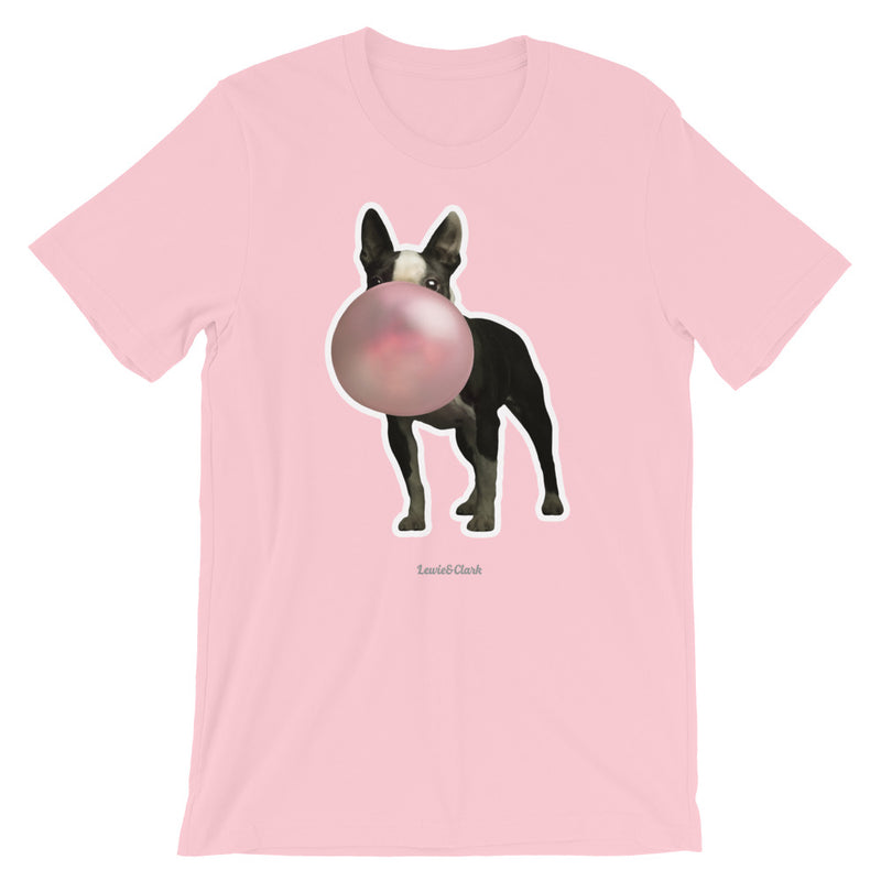 Dog Blowing Pink Bubble Shirt - Boston Terrier Bubble Gum T-shirt  - Bubble Gum Dog Tee - Fun Shirt for Dog Lover  - Graphic Tee