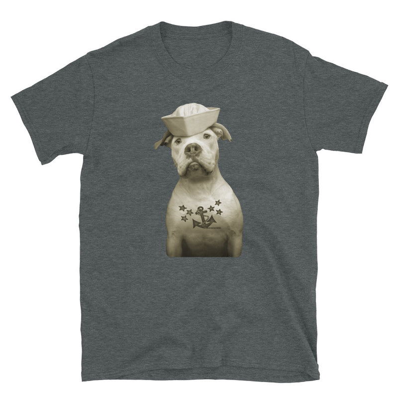 Sailor Dog with Tattoo T-Shirt - Pit Bull Shirt - Dog Lover Retro Tee