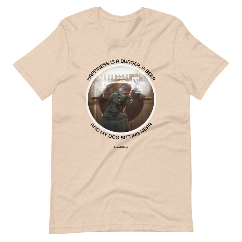 Dog, Burger, Beer Tee -  BBQ Dog T-Shirt - Black Labrador Retriever Shirt
