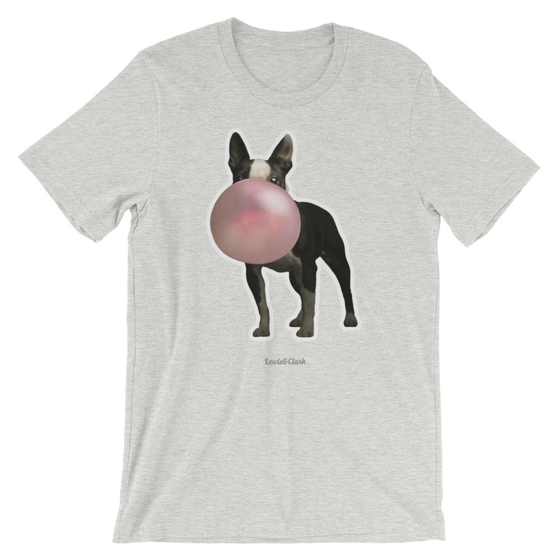 Dog Blowing Pink Bubble Shirt - Boston Terrier Bubble Gum T-shirt  - Bubble Gum Dog Tee - Fun Shirt for Dog Lover  - Graphic Tee