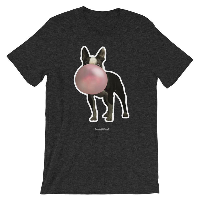 Dog Blowing Pink Bubble Shirt - Boston Terrier Bubble Gum T-shirt  - Bubble Gum Dog Tee - Fun Shirt for Dog Lover  - Graphic Tee