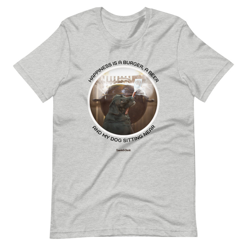 Dog, Burger, Beer Tee -  BBQ Dog T-Shirt - Black Labrador Retriever Shirt