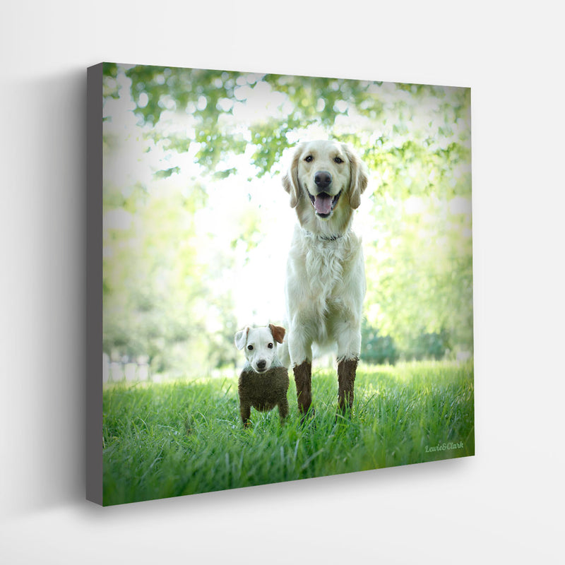 MUD & MUCK Deep Mud Dogs Canvas Art Print - Golden Retriever, Jack Russell