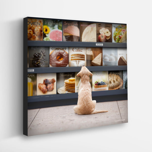 PEPPER Foodie Dog Canvas Art Print - Yellow Labrador  Kitchen Wall Decor