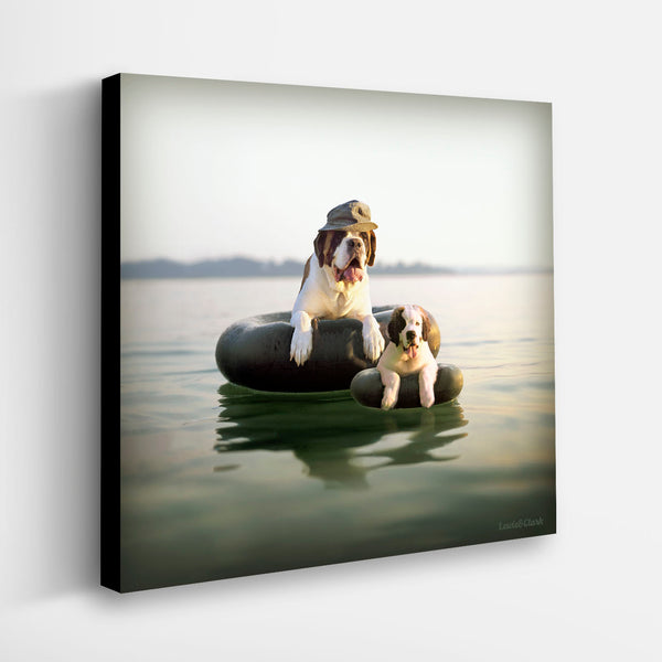 PA AND PEA Dog Canvas Art Print - Saint Bernard Nautical Wall Decor