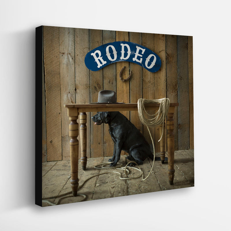 COLT Dog Canvas Art Print - Black Labrador Cowboy Farmhouse Artwork