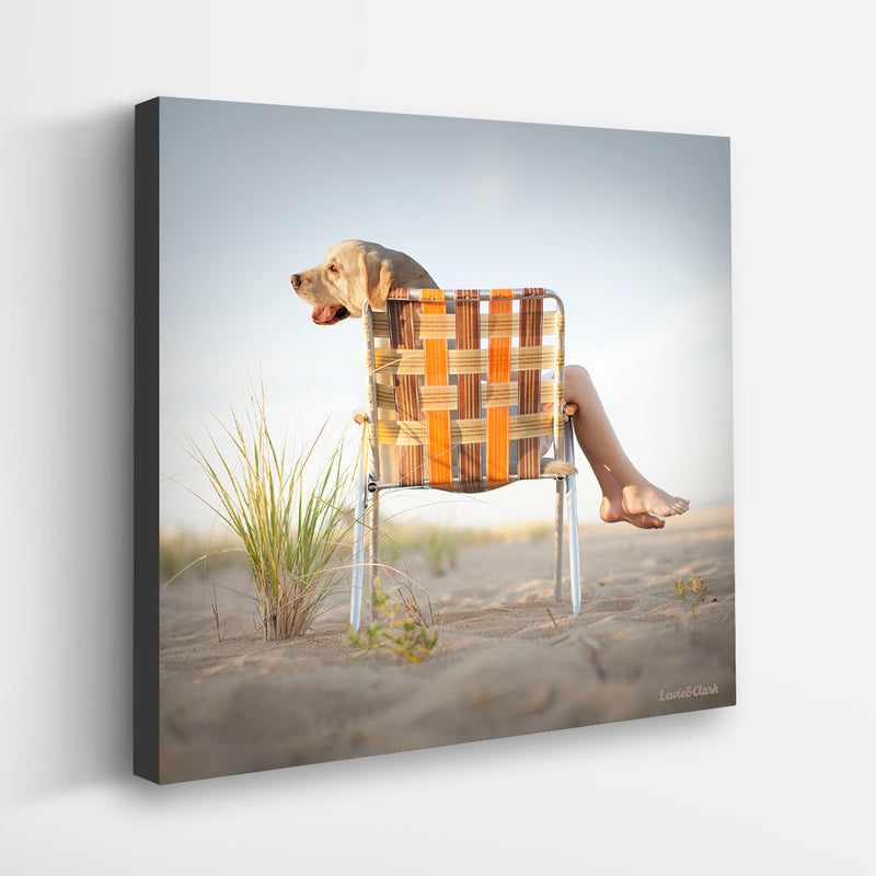 TANNER Dog Canvas Art Print - Yellow Labrador Coastal Beach House Wall Art