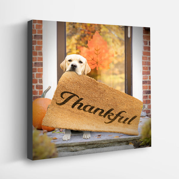 "Thankful" Quotet Canvas - Home Decor for Dog Lovers - Yellow Labrador Art