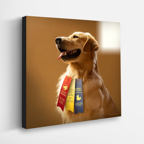 TRUE Dog Canvas Art Print - Good Dog Award Golden Retriever Wall Art