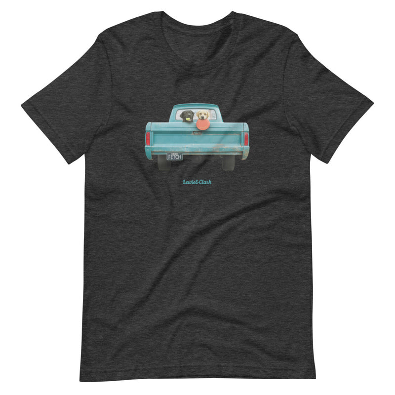 Fetch Black and Yellow Labradors in Vintage Ford Truck T-shirt - Dog Lover Tee - Labardor Shirt