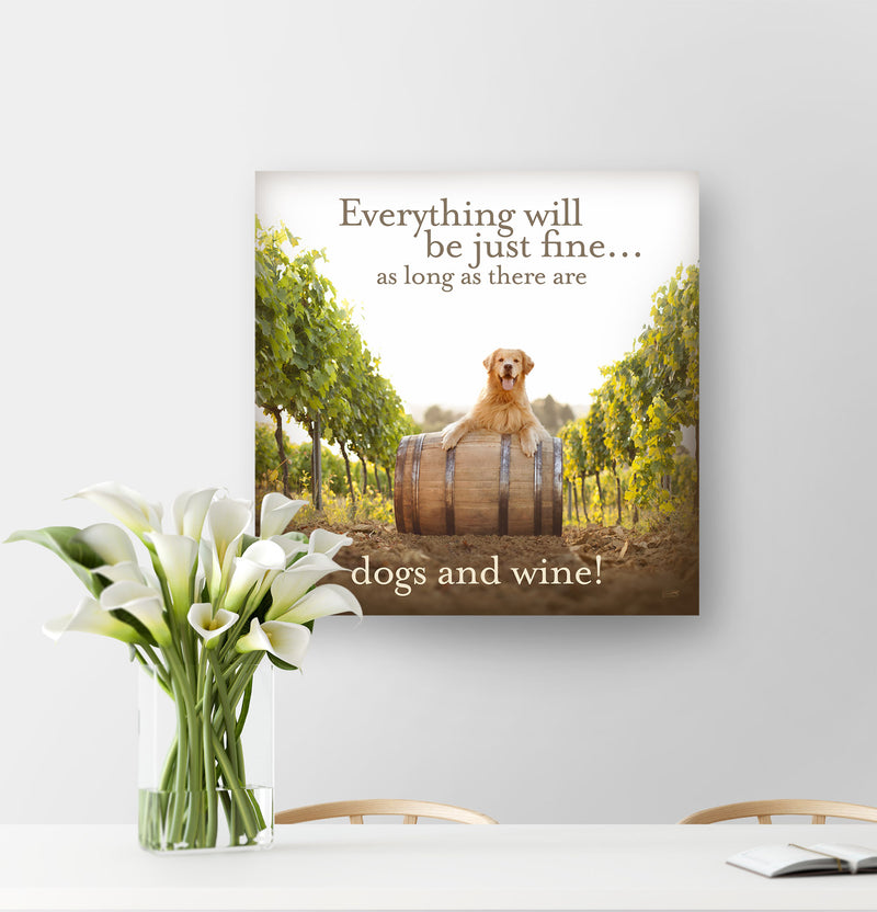 Dogs and Wine Lover Wall Art Quote