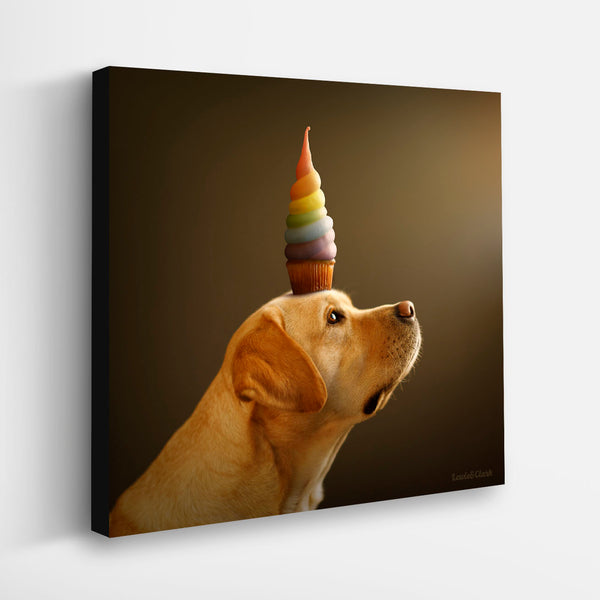 LABRICORN Dog Canvas Art Print - Unicorn Yellow Labrador Retriever Wall Decor